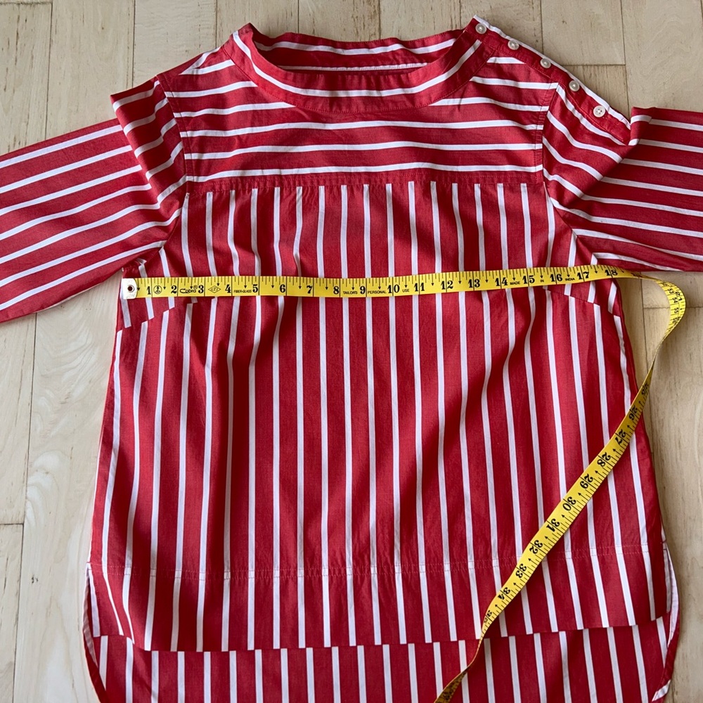 J. Crew Women’s Striped Funnel Neck Top Cotton Poplin Maddie Ceris Stripe Size 4 - Picture 10 of 16